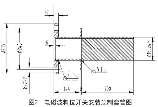電磁波料位開關安裝預制套管圖